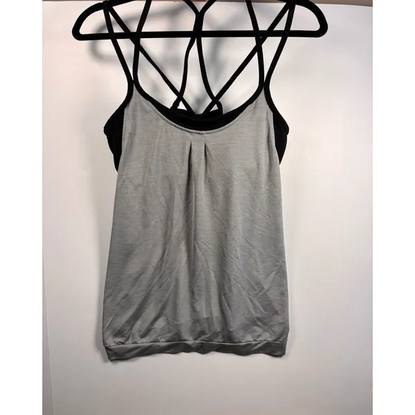 Athleta Womens(2)Bundle Strappy Back Tank Top Built-In Bra Black Gray Size‎ L - Image 5