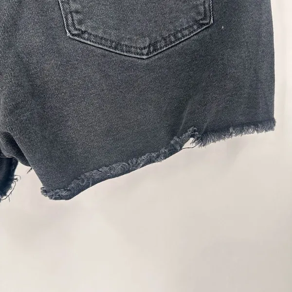 American Eagle Black 90s Boyfriend‎ Distressed CutOff Hi Rise Denim Shorts Sz 12 - Image 12