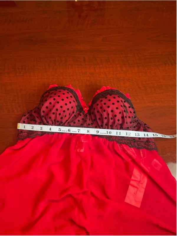 Linea Donatella Red Black Lace Babydoll Chemise Thong Set NWT Size S and M - Image 14