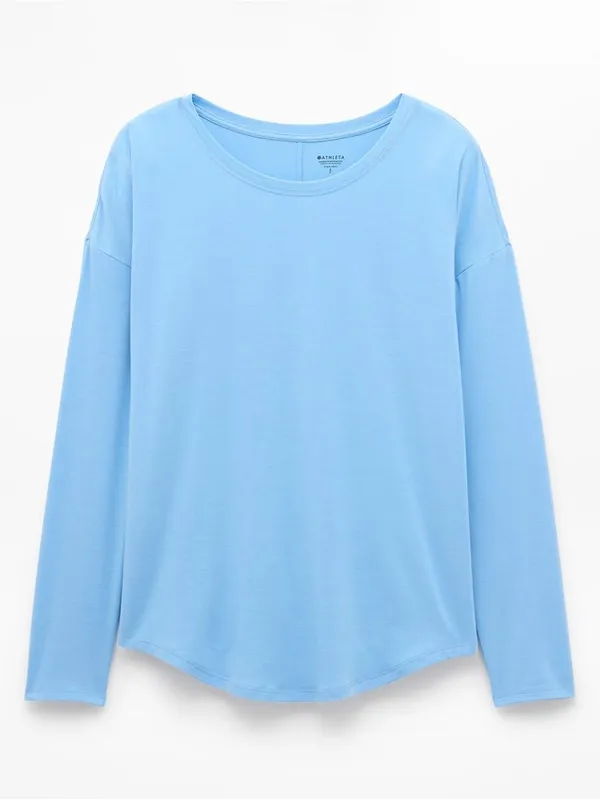 New Athleta L Move With Ease Top  Large  Regular Breeze Blue Long Sleeve - Image 6