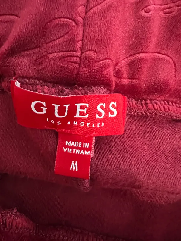 Guess Ladies Velour Red Embossed Pants - Image 4