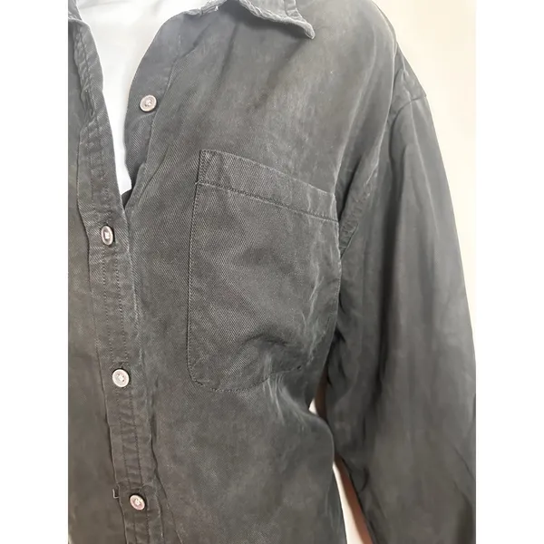 Banana Republic‎ Womens Black 100% Lyocell Utility Shirt Long Sleeve Relaxed L - Image 3