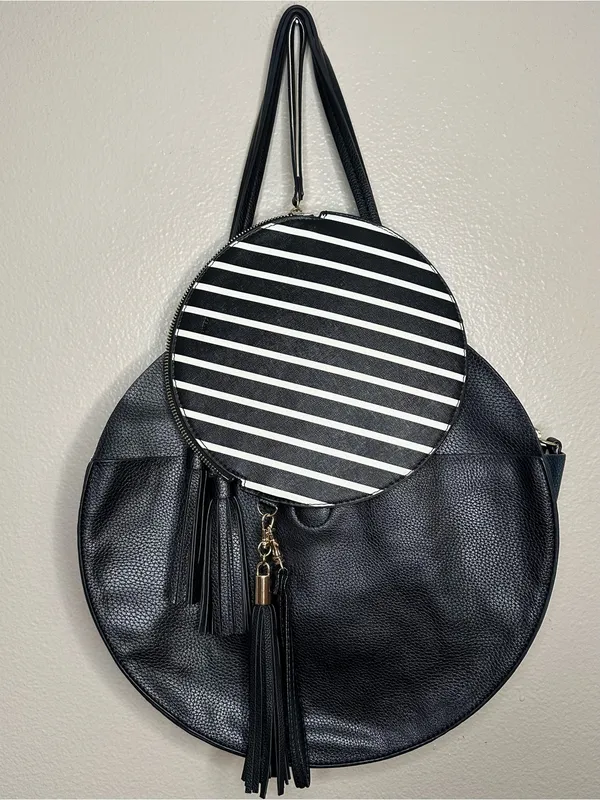 Anthropologie Remi/Reid Vegan Leather Allison Circle Bag in a Bag Stripe Handbag - Image 5