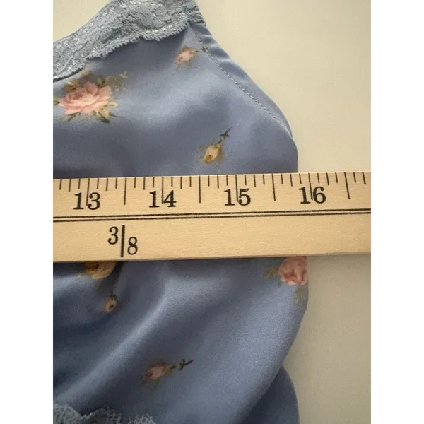 Forever 21 Y2K Babydoll Top Blue Foral Camisole Lace L Cottagecore Coquette Soft Dainty - Image 8