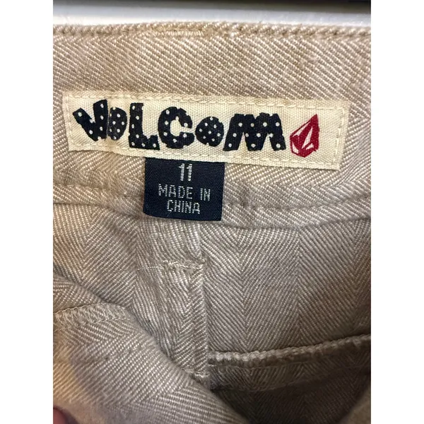 Volcom Shorts Womens 11 Tan Excellent The Favorite 2.5 Herringbone Khaki Pockets - Image 3