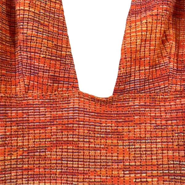 ASOS Design Rust Space Dye Knit Halter Mini Dress Plunge Neck 4 - Image 4