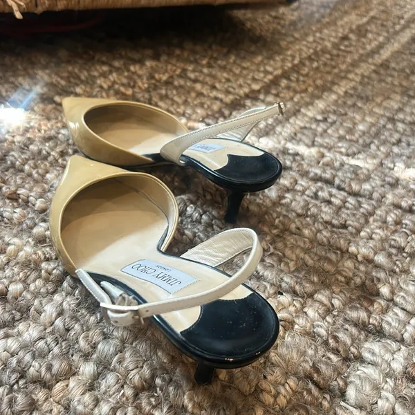 Jimmy Choo Cream Multi-Toned Patent Leather Slingback Heels Size 37.5 - Image 10