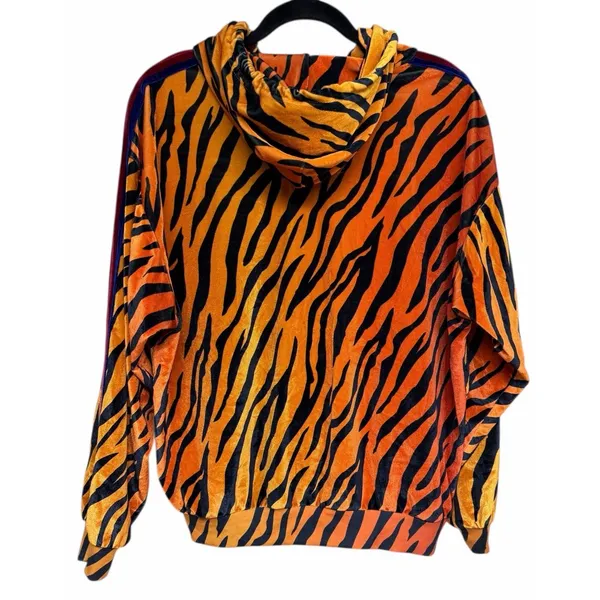 Aviator Nation Classic Velvet Relaxed Zip Hoodie‎ Tiger Print Size Large - Image 2