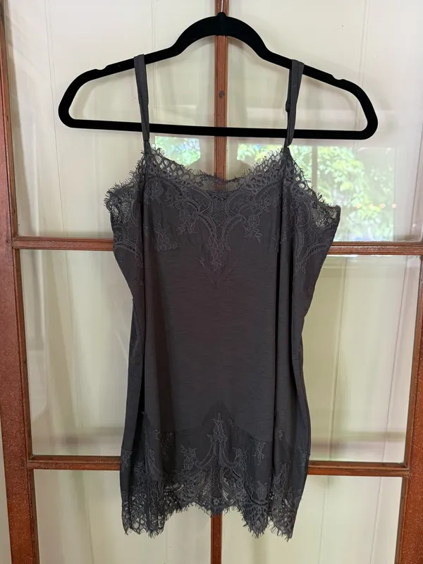 Willow & Root Charcoal Eyelash Lace Trim Cami Tank Top Boho Y2K - Small - Image 7