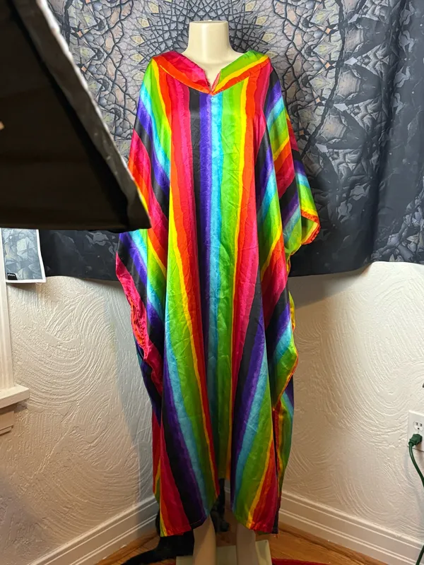 Rainbow Silky Robe/ Poncho/ Dress (Vintage!) Multiple - Image 4