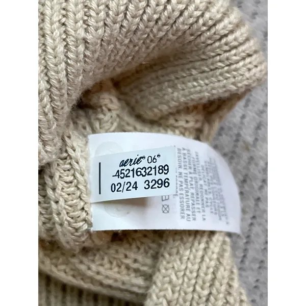 Aerie Ribbed Knit scoop neck Sweater Balloon Sleeve Cropped Relaxed Fit Size M - Image 6