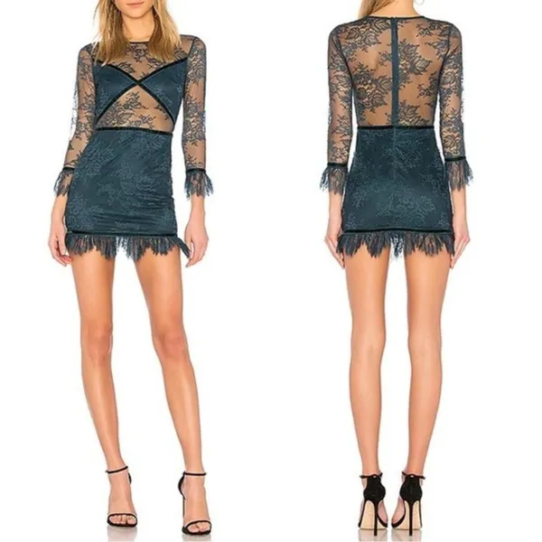 Lovers + Friends Shimmer Cutout Lace Mini Dress Holiday New Years XS - Image 12