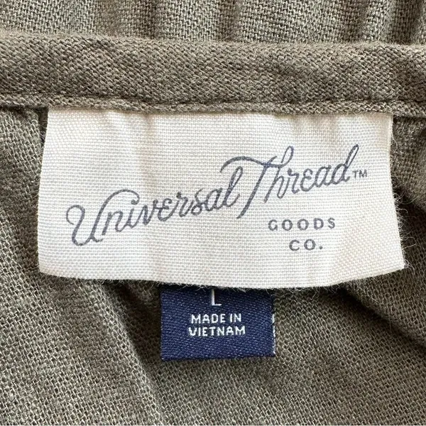 Universal Threads Linen Blend Olive Green Short Sleeves Shift Dress, Sz Large - Image 11
