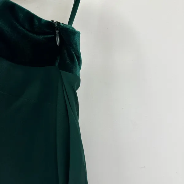 Lauren Ralph Lauren Chiffon One Shoulder Bow Velvet Dress Green Party US 6 NWT - Image 9