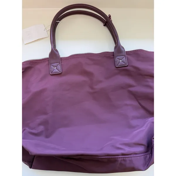 Zara Maroon Nylon Tote‎ Bag Purse Capsule Bonjour Le Monde French Resort - Image 7