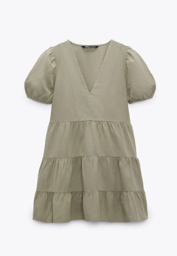 Zara Linen Blend Tiered Dress - Image 6