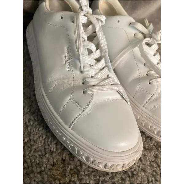 Michael Kors White Leather Low-Top Lace-Up Sneakers - Image 5