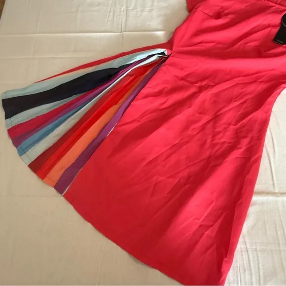 Clocolor dress with Multicolor Stripes‎ Red Size M - Image 2