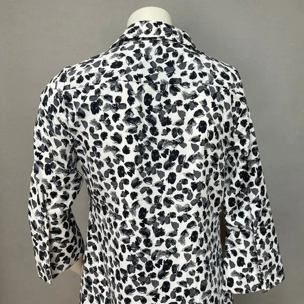 The Limited‎ Shirt Dress Women XS Black White NO BELT Abstract Print 3/4 Sleeve - Image 6