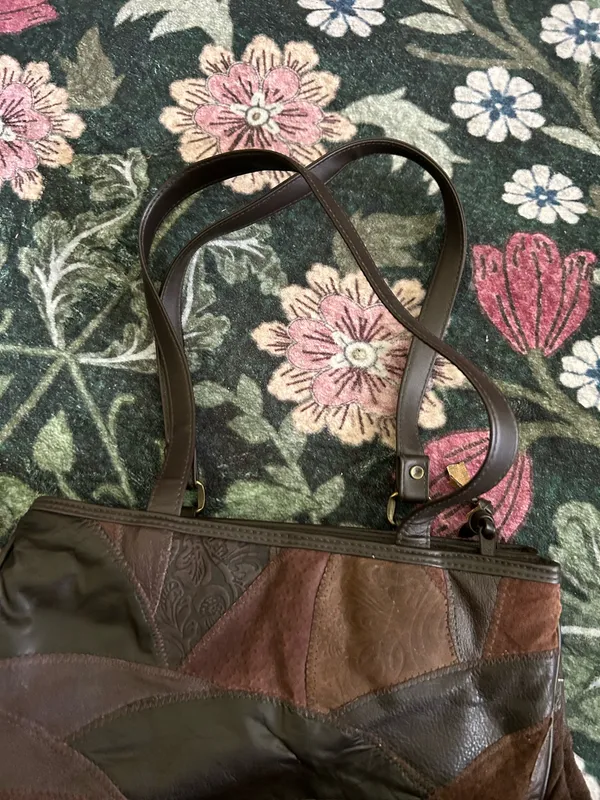 Leather patchwork purse Brown - Image 11