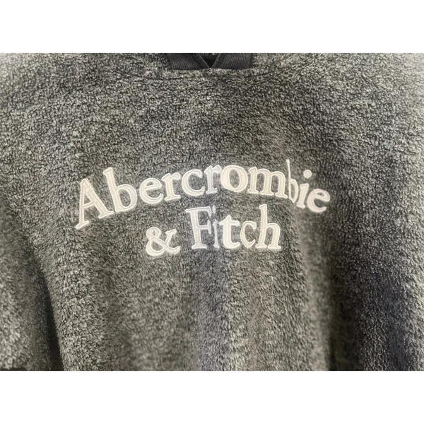 Abercrombie & Fitch Y2K Heather Gray Logo Pullover Hoodie M - Image 4