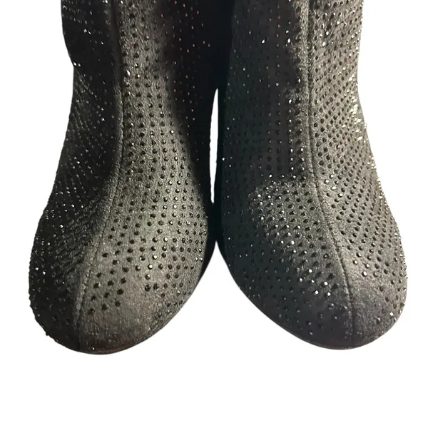 Boots Ankle Black SZ 9 Sparkle Slouch Block Heel Zip Side Forever Booties Goth - Image 5