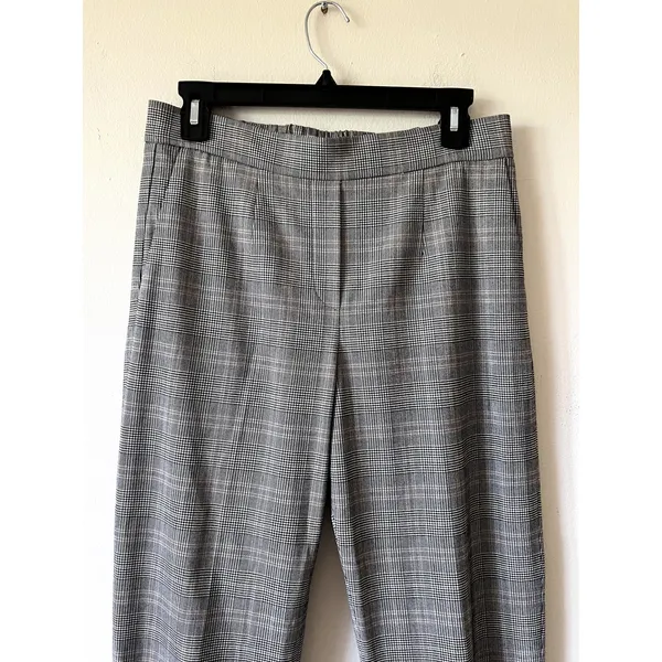 Aritzia Babaton Conan Pants Cropped Gray Check High Rise Pull On Plaid Size 8 - Image 4