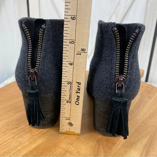 Toms Leila Bootie Ankle Boot Wool Suede Colorblock Gray‎ Black 7.5 - Image 12