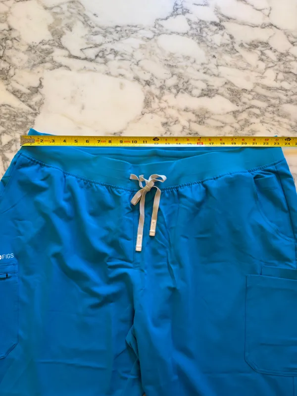 FIGS Yola Skinny Scrub Pants Blue with Silver Grey drawstring waistband Sz 6XLP - Image 5