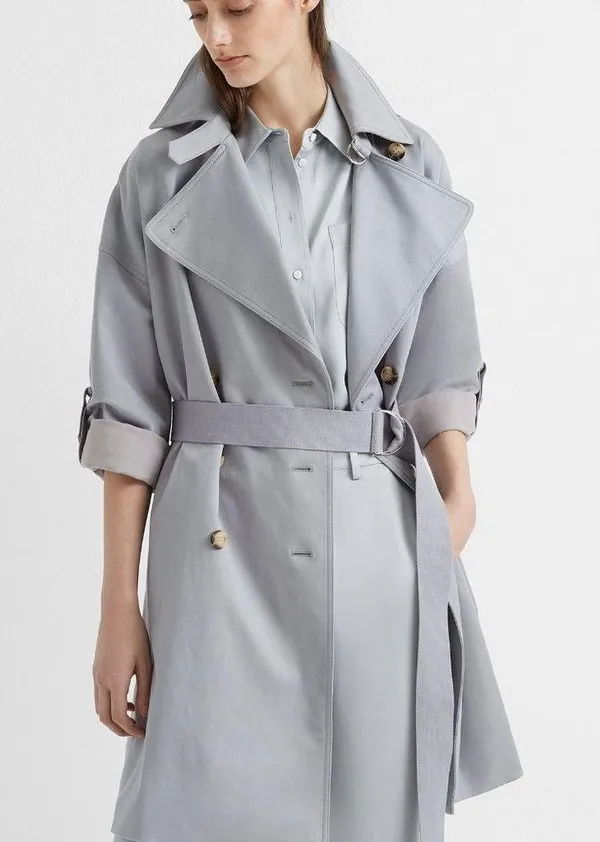Club Monaco Light blue/grey Adjustable Sleeve Soft Trench - Image 2
