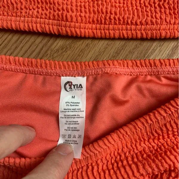 ZYIA size medium new muted peach ribbed Bikini Set orange two piece vaca travel - Image 5