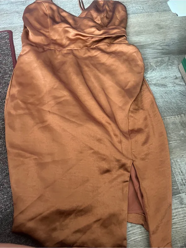 Lulus Rust Satin Slip Dress - Image 2