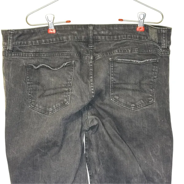 American Eagle outfitters Womens Jeans Straight Stretch Black Mid-Rise 18 Long - Image 5