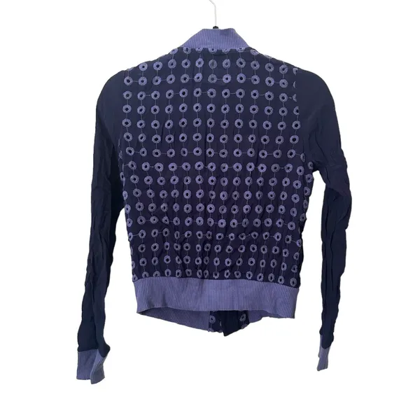 ANTHROPOLOGIE Amadi Eyelet Zippered Light Bomber‎ Jacket Sz Small - Image 4