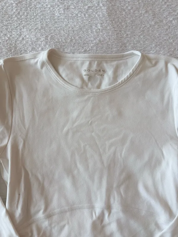 Cropped Butter Long Aritzia Crewneck Sleeve Shirt - Image 6