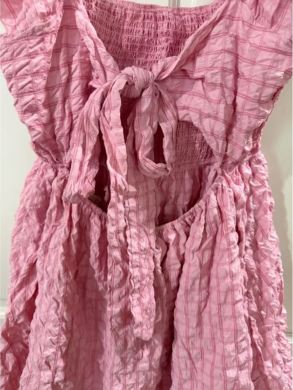 Simply Southern Pink Ruffle Sleeve Tie Back Dress XL - Image 5