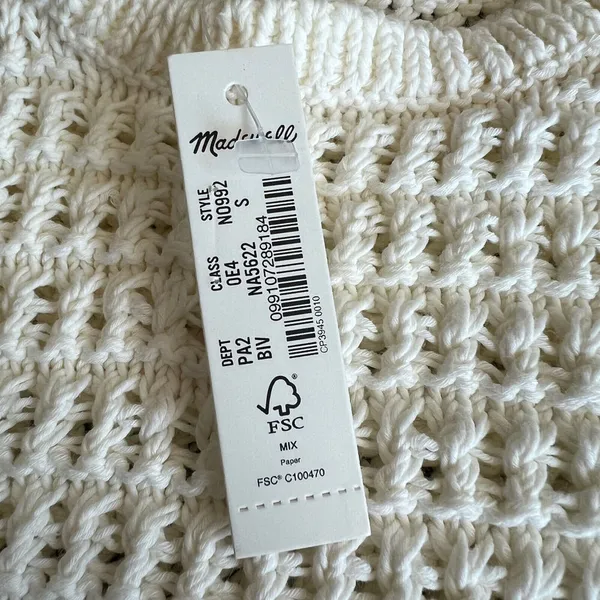 Madewell Crochet Knit Sweater Top Small White Sleeveless Flaw - Image 3