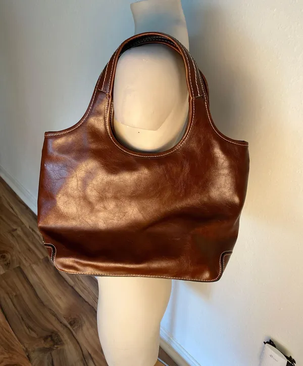 Nine West PVC Bag Brown handbag purse sholder straps + Matching Wallet NWOT - Image 3