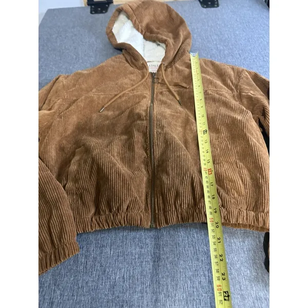 Ashley Sunrise Collection Corduroy Hooded Cropped Zip Sherpa Lined Jacket XL - Image 5