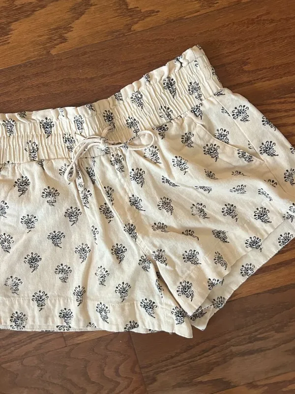 A New Day Linen Blend Paperbag Waist All Over Print Shorts Size XS Boho - Image 2
