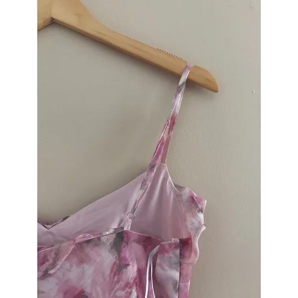 Lulus Dreamy Personality Pink Floral Ruffled Sleeveless Midi Dress Size Small - Image 11