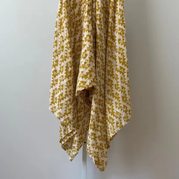 World Market Cotton Boho Beachy Relaxed Sharkbite Hem Midi Dress S/M Yellow - Image 3