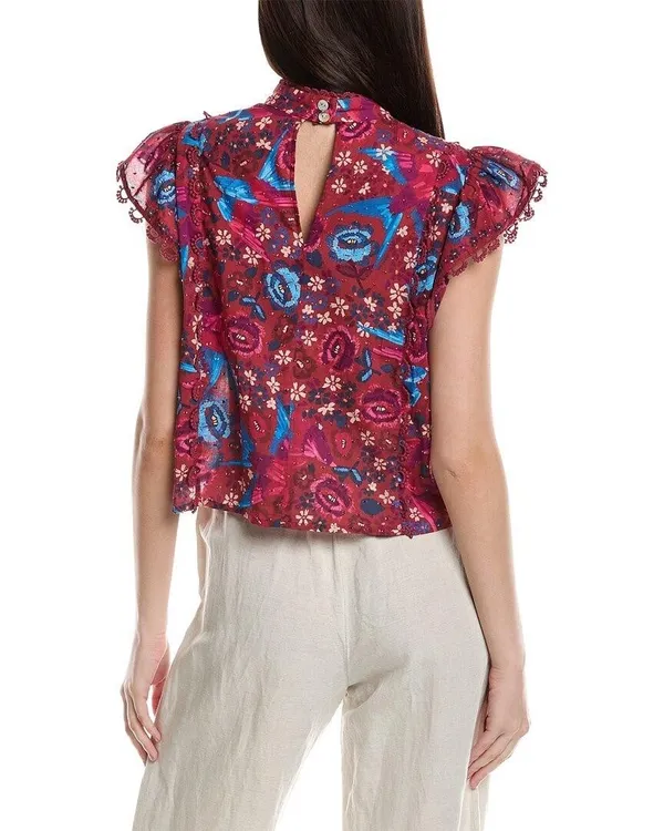 NWOT Farm Rio Cotton Floral Birds Blouse Size S - Image 2