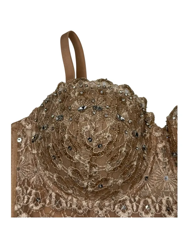 new Windsor ☀︎︎ Lace Beaded Bustier Top ☀︎︎ Nude ☀︎︎ XL ☀︎︎ Festival Date Night - Image 8