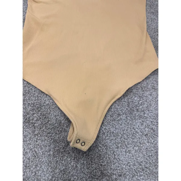 Abercrombie & Fitch SoftAF Ribbed Thong Bodysuit Butter Yellow Large - Image 5