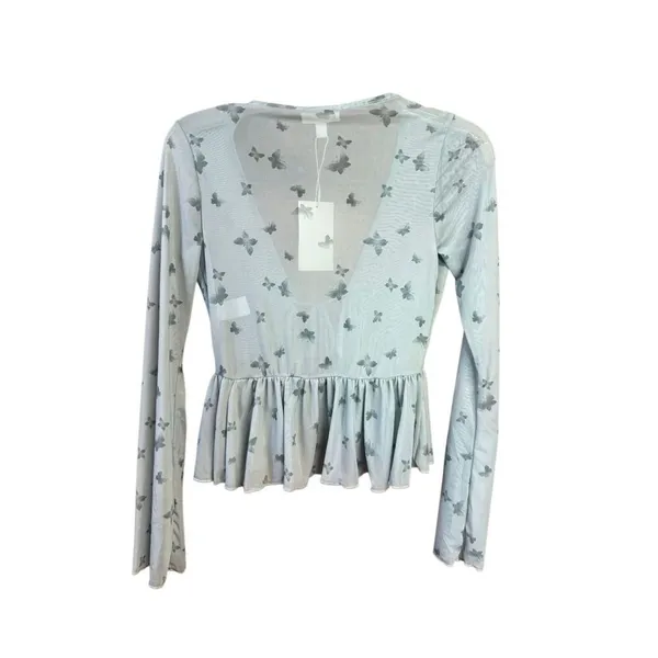 See You Monday green butterfly mesh top Sz S NWT - Image 2