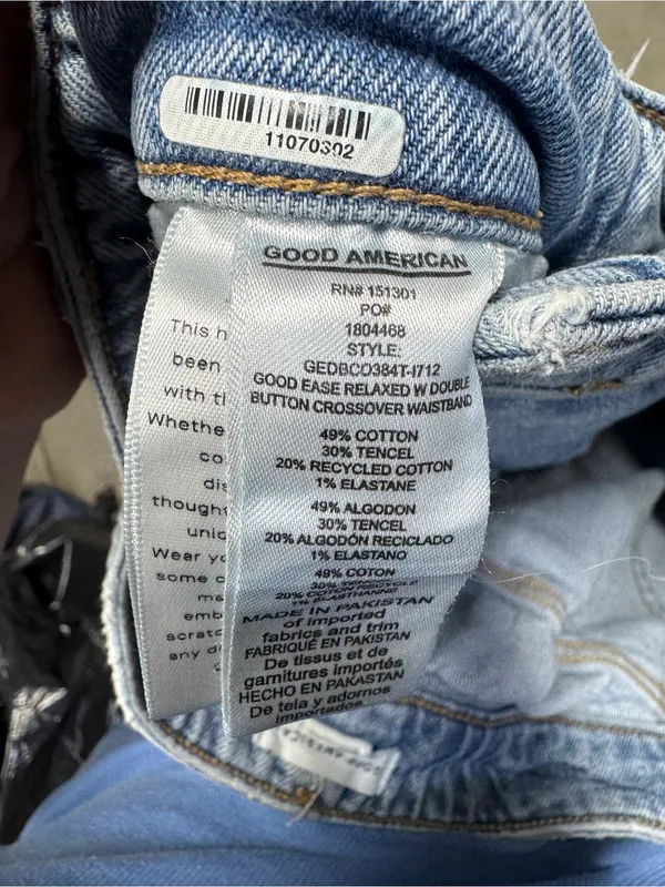 Good American Good Ease Crossover Waist Wide Leg Jeans Size 4/27 - Image 4