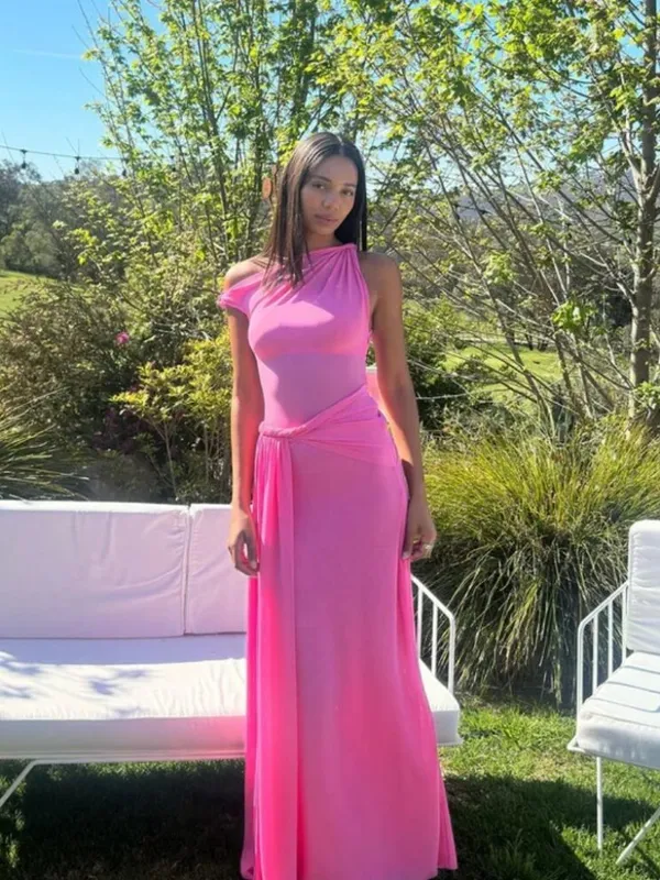 MISHA The Sisal Mesh Maxi Dress in Orchard Pink Size Medium - Image 12