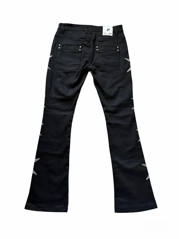 Publik Denim Black Beaded Star Flare Jeans Men’s Size 32x35 - Image 2