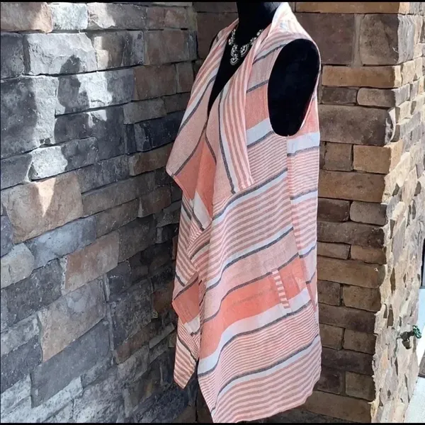 BB Dakota Avery Stripe Linen Blend Vest Size Medium - Image 4